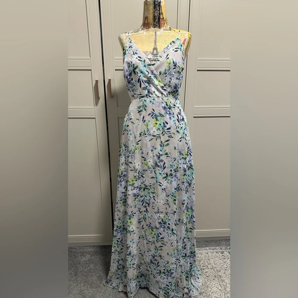 Lulu's Garden Grove Blue Floral Maxi Dress M